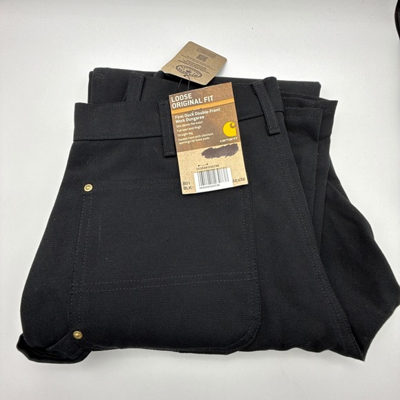 Carhartt B01 BLK Loose Original Fit Firm Duck Double Front Work Dungaree 32x32